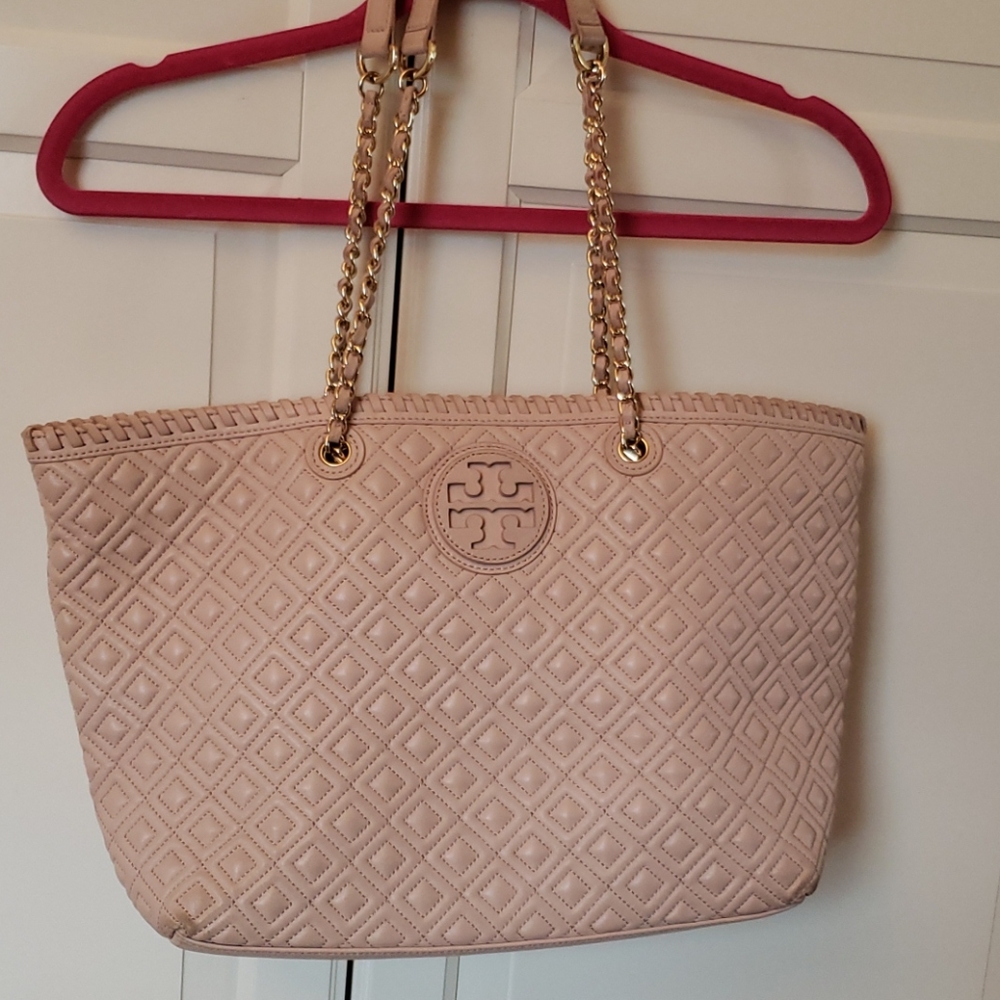 Tory Burch leather shopping tote
